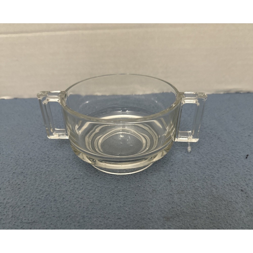 MCM Joe Colombo Arno Clear Glass Double Handled Soup Bowl from Italy